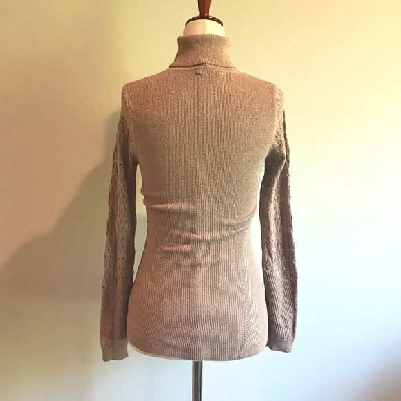 Sparkle Pointelle Bebe Turtleneck Sweater - XS - Picture 3 of 7